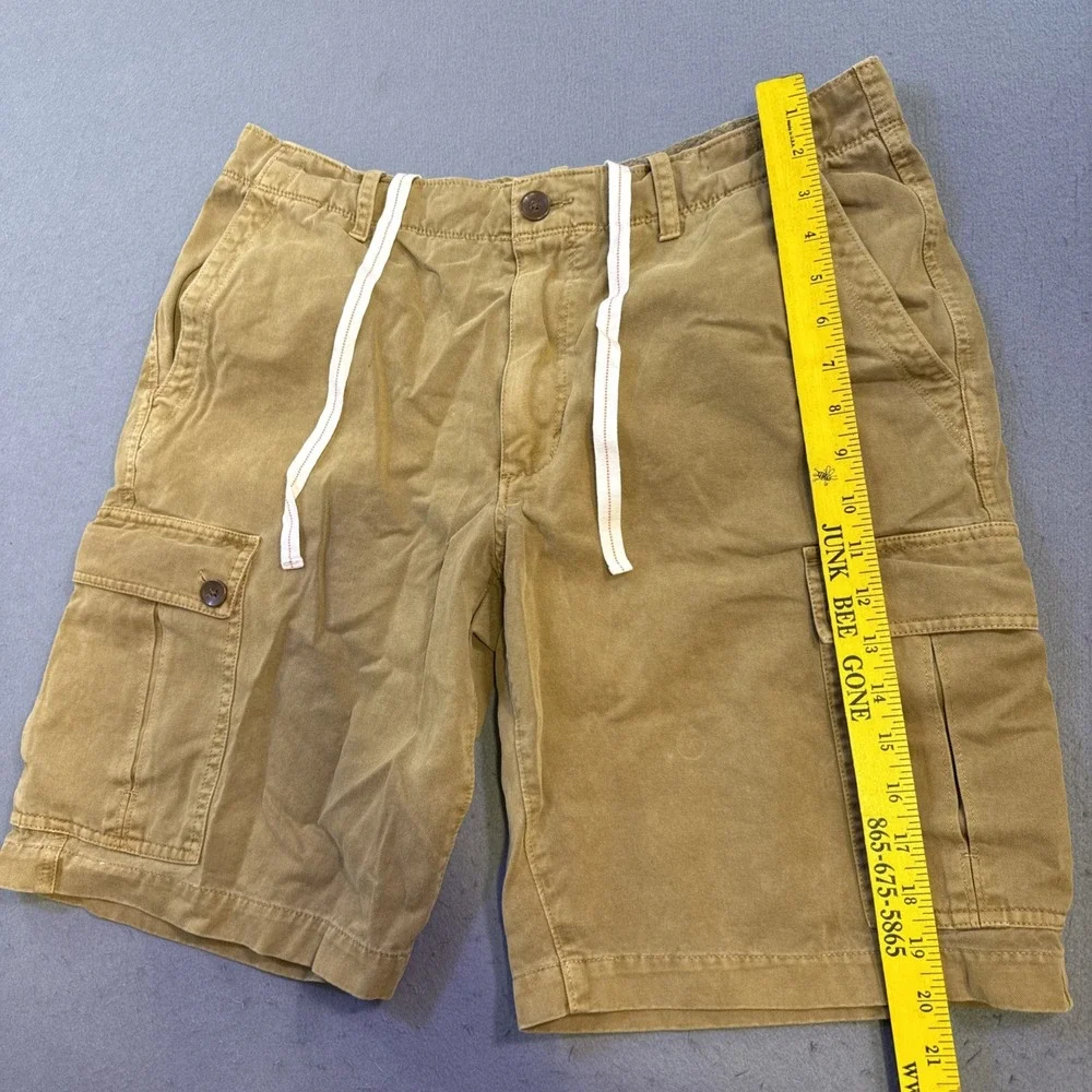 Reyn Spooner Mens 34 Khaki Tan Cotton Twill Cargo Shorts Internal Drawstring